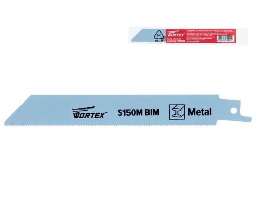 Пилка сабельная по металлу S150M (1 шт.) WORTEX высококачественная быстрорежущая сталь, 150 мм длина (пропил прямой, тонкий, для базовых работ)