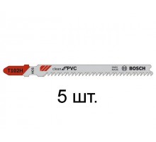 Пилка лобз. по пластику T102H (5 шт.) BOSCH (пропил прямой, тонкий, аккуратный и чистый рез)