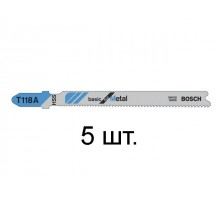Пилка лобз. по металлу T118A (5 шт.) BOSCH (пропил прямой, тонкий, для листового металла)