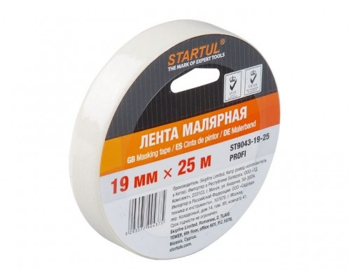 Лента малярная 19ммх25м STARTUL PROFI (ST9043-19-25), белая