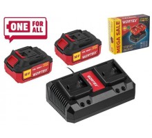 Набор аккумулятор 2х4 А*ч и зарядное устройство 2х2 А WORTEX ALL1 XLT в кор. SET (18.0 В, 2x4.0 А*ч, индикатор заряда, обрезиненный корпус, зарядное: