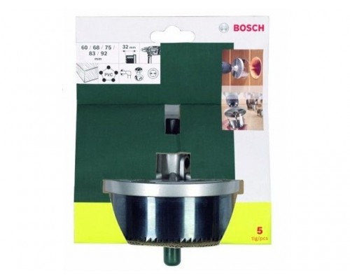 Набор пильных венцов 60-92мм 5 пр. (по дереву, 60, 68, 75, 83, 92 мм.) (BOSCH)