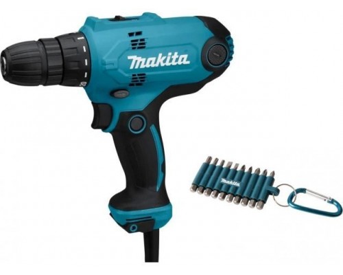 Дрель-шуруповерт MAKITA DF 0300X3 в кор. + набор бит (10 шт.) (320.0 В, 2 скор., 56 Нм,)