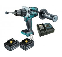 Аккум. ударная дрель-шуруповерт MAKITA LXT DHP 481 RTE в чем. (18.0 В, 2 акк., 5.0 А/ч Li-Ion, 2 скор., 115 Нм, шурупы до 10 мм, сверление в металле д