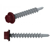 Саморез кровельный 5.5х25 мм цинк, шайба с прокл., PT3, RAL 3005 (250 шт в карт. уп.) STARFIX (по металлу, цвет винно-красный)
