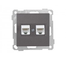 Розетка компьютерная 2xRJ45 (Cat5e) дымчатая, ELITRA, MUTLUSAN
