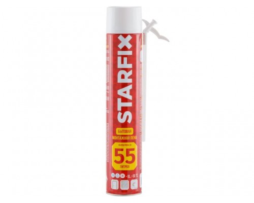 Пена монтажная бытовая всесезонная STARFIX Foam 55 (750мл) (Выход пены до 55 литров)