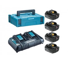 Комплект аккумулятор LXT 18.0 В BL1850B 4 шт. + зарядное устройство DC18RD в кейсе (Набор BL1850B 18V 5,0 Ah 4 шт. + DC18RD) (MAKITA)
