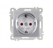 Розетка 1-ая (скрытая, с/з, шторки) серебро, ELITRA, MUTLUSAN (16 A, 250 V, IP 20)