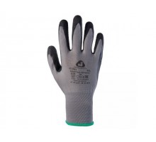 Перчатки с защитой от порезов, р-р 10/XL (полиэфир, рельеф. латекс. покр.), серый/черный (перчатки стекольщика, антипорезные) (JETA SAFETY)