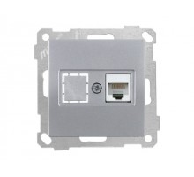 Розетка компьютерная 1xRJ45 (Cat5e) серебро, ELITRA, MUTLUSAN