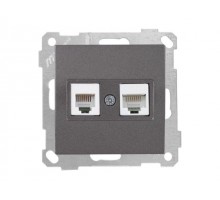 Розетка телефонная + компьютерная (RJ12+Cat5e) дымчатая, ELITRA, MUTLUSAN