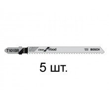 Пилка лобз. по дереву T101BR (5 шт.) BOSCH (пропил прямой, тонкий, аккуратный и чистый рез)