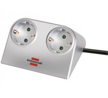 Удлинитель настол. 1,8м (2 роз., 3.3кВт, с/з, ПВС) серебристый Brennenstuhl Desktop-Power (провод 3х1,5мм2, сила тока 16А, с/з - с заземляющим контакт