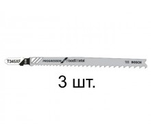 Пилка лобз. по дереву с гвоздями T345XF (3 шт.) BOSCH (пропил прямой, грубый, быстрый рез в материале любой толщины)