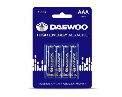 Батарейка AAA LR03 1,5V alkaline BL-4шт DAEWOO HIGH ENERGY