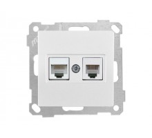 Розетка телефонная + компьютерная (RJ12+Cat5e) белая, ELITRA, MUTLUSAN