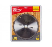 Диск пильный 250х32/30 мм 60 зуб. по дереву WORTEX (твердоспл. зуб)