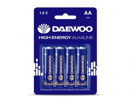 Батарейка AA LR6 1,5V alkaline BL-4шт DAEWOO HIGH ENERGY