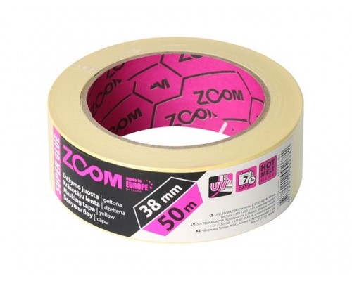 Лента малярная 38ммх50м ZOOM Super glue, желтая (желтая)