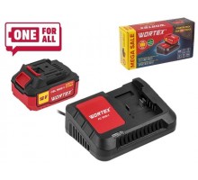 Набор аккумулятор 4 А*ч и зарядное устройство 1х2 А WORTEX ALL1 XLT в кор. SET (18.0 В, 4.0 А*ч, индикатор заряда, обрезиненный корпус, зарядное: 1 сл