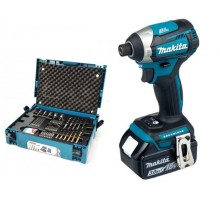 Аккум. шуруповерт MAKITA LXT DTD 154 RFE в чем. + Набор оснастки MAKITA 56 предметов (B-53768) (18.0 В, 2 акк., 3.0 А/ч Li-Ion, 3 скор., 175 Нм, шуруп