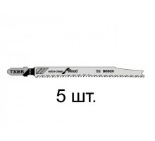 Пилка лобз. по дереву T308B (5 шт.) BOSCH (пропил прямой, тонкий, без сколов в древесине)
