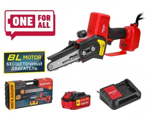 Аккум. мини-пила WORTEX CEC 2518 ALL1 XLT в чем. ALL1 XLT SET БЕСЩЕТ., 18 В, 15 см, 1х4 А*ч (шина 15 см, 1/4