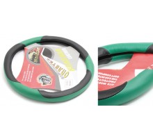 Чехол руля кожа TS-9731E (Black/green)-M