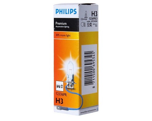 Автолампа H3 (55)+30% PK22s PREMIUM 12V