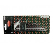 Набор ключей TORX Г-образных экстра длинных с отверстием 7пр.(Т10Н,Т15Н,Т20Н,Т25Н,Т27Н,Т30Н,Т40Н) в пластиковом держателе