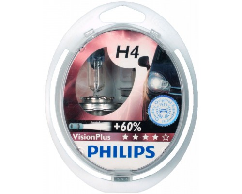 Автолампа H4 (60/55)+50% P43t-38 VISION PLUS (2шт) 12V