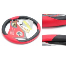 Чехол руля кожа 9731 blk/red-М (10000220)