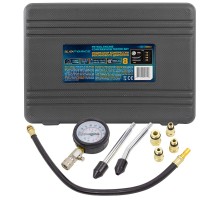Индикатор компрессии бензинового двигателя Profi 8пр.(0-21Bar, М10, М12, М14, М18 + 2 жестких прижимных адаптера-переходника) , в кейсе