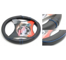 Чехол руля кожа-PU H-8496-M (black/blue) (A)