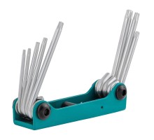 Набор ключей TORX складной, 8пр.(T9, T10, T15, T20, T25, T27, T30, T40 с отверстием)