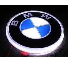 Значок с подсветкой 3D BMW WHITE 8,2см