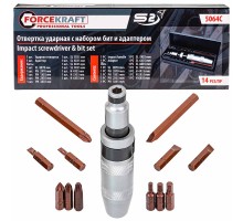 Отвертка ударная с набором бит и адаптером,14пр.1\2