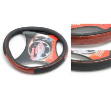 Чехол руля кожа H-8511-M (black/wood) (A)