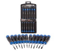 Набор отверток ювелирных с пинцетами 14пр.(SL: 1.5, 2.0, 2.5 PH: 00, 0 ,1 TORX: T5, T6, T7, T8, T9, T10), в пластиковом держателе