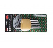 Набор ключей TORX Г-образных длинных с отверстием15пр.(Т6Н,T7H,T8H,T9H,Т10Н,Т15Н,Т20Н,Т25Н,Т27Н, Т30Н,Т40Н,Т45Н,Т50Н,Т55Н,Т60Н)в пластиковом держателе