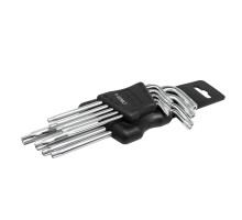 Набор ключей TORX Г-образных длинных, 9пр. (Т10Н, Т15Н, Т20Н, Т25Н,Т27Н, Т30Н, Т40Т, Т45Н,Т50Н с отверстием) в пластиковом держателе
