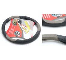 Чехол руля кожа 0809-M blk/grey (10000200)