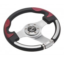 Руль спортивный JY9004L (black/red/chr)