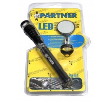 LED Телескопический фонарь с магнитом (3 светодиода+зеркало)