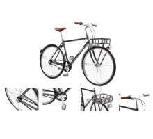 Велосипед Urban Classic M(Al 6061,колесо700с,пер/зад покр35C,3 планетар. скорости, тормаза:U-Brake,зад ножной, ремен. передача,рост до 190см, серый)