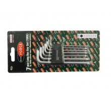 Набор ключей TORX Г-образных длинных, 7пр.(Т10,Т15,Т20,Т25,Т27,Т30,Т40) в пластиковом держателе