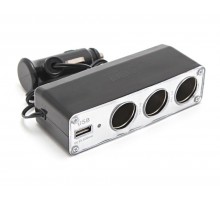 Разветвитель прикуривателя PS-357(WF-0096) (3 гнезда, 1 USB 0.5А)