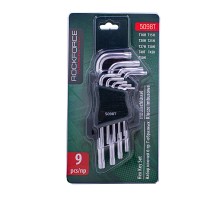 Набор ключей Г-образных TORX 9пр.(Т10Н, Т15Н, Т20Н, Т25Н,Т27Н, Т30Н, Т40Т, Т45Н,Т50Н с отверстием)в пластиковом держателе