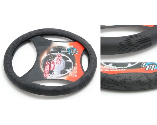 Чехол руля кожа H-8543-M (black) (A)